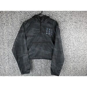 NDY Camo Cropped Windbreaker Hoodie Women's‎ M Black Pullover Zip Anorak Indepen
